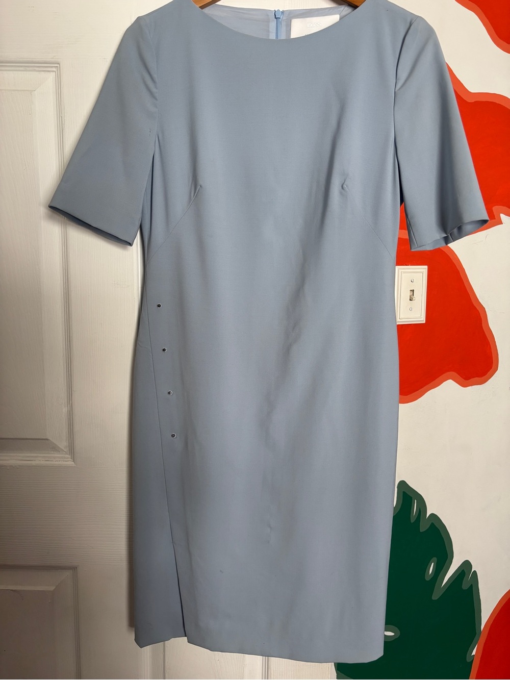 Hugo Boss Powder Blue Short Sleeve Midi Dress